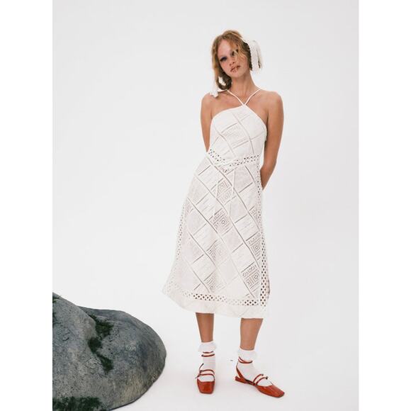 New FREE PEOPLE For Love & Lemons Temple Halter Midi Dress $269 SMALL White - Picture 4 of 8